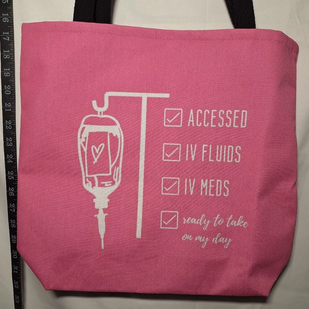 NWOT Canvas Tote - IV Hydration/Meds - Pink w/ black straps - NEW